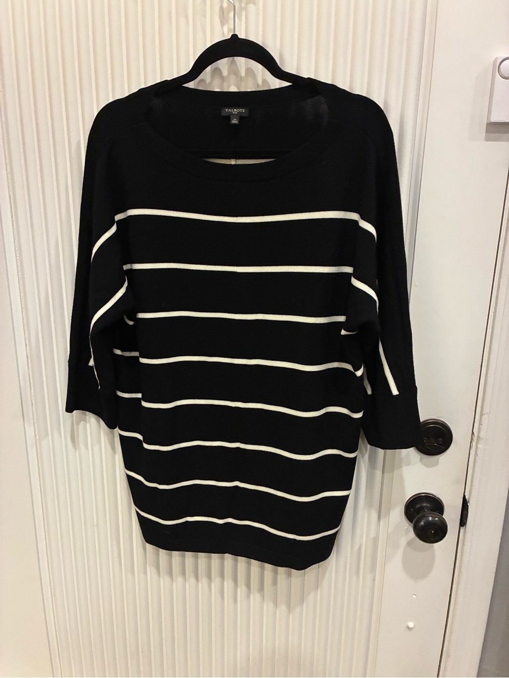 Talbots Black & White 3/4 Sleeve Sweater Sz: 1X